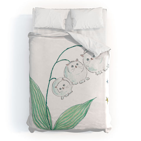 tocorocomugi Lily of the valley Cats Duvet Cover