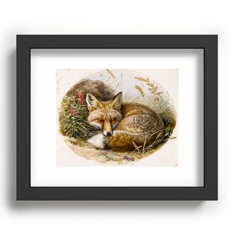 trajeado14 Fox Sleeping Vintage Illustration Recessed Framing Rectangle