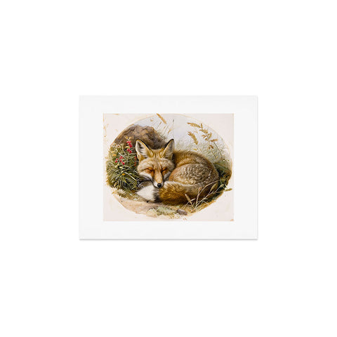 trajeado14 Fox Sleeping Vintage Illustration Art Print