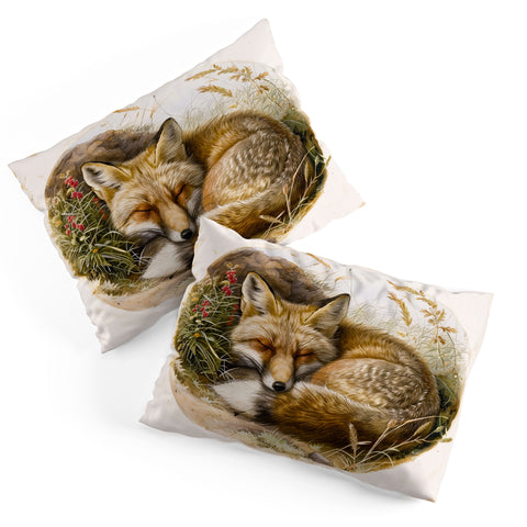 trajeado14 Fox Sleeping Vintage Illustration Pillow Shams