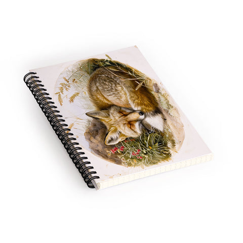 trajeado14 Fox Sleeping Vintage Illustration Spiral Notebook