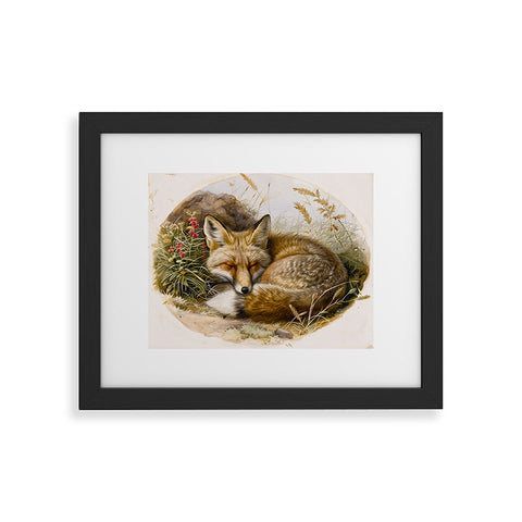 trajeado14 Fox Sleeping Vintage Illustration Framed Art Print