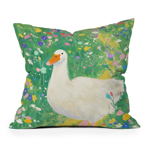 trajeado14 Goose Wildflower Cute Outdoor Throw Pillow