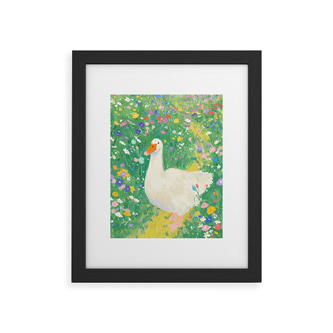 trajeado14 Goose Wildflower Cute Framed Art Print