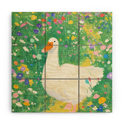 trajeado14 Goose Wildflower Cute Wood Wall Mural
