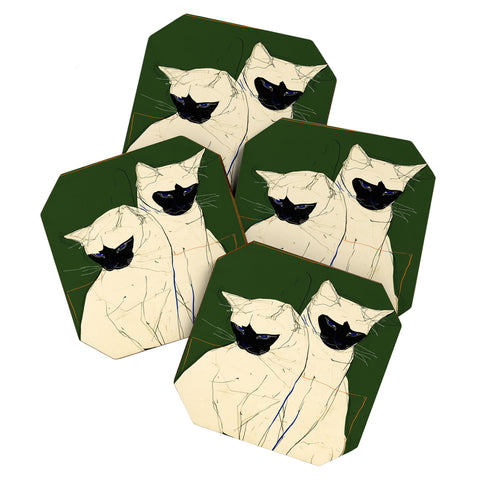 trajeado14 Siamese Cats Modern Art Coaster Set