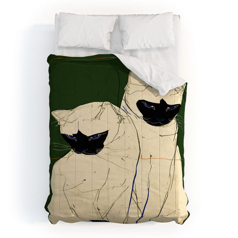 trajeado14 Siamese Cats Modern Art Comforter