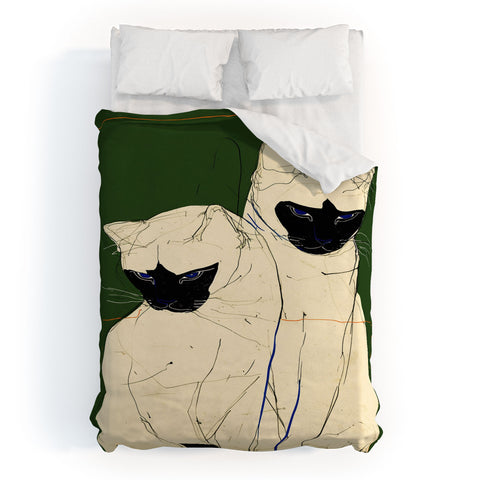 trajeado14 Siamese Cats Modern Art Duvet Cover