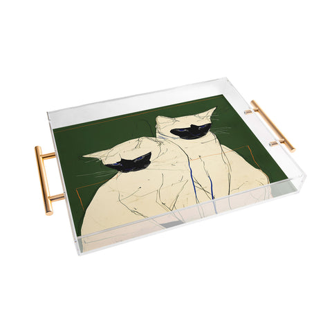 trajeado14 Siamese Cats Modern Art Acrylic Tray
