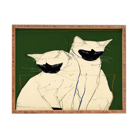 trajeado14 Siamese Cats Modern Art Rectangular Tray