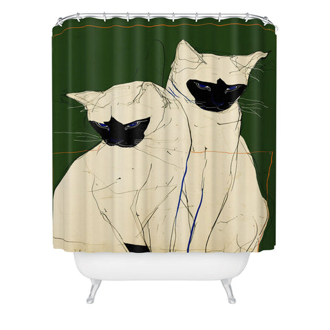 trajeado14 Siamese Cats Modern Art Shower Curtain