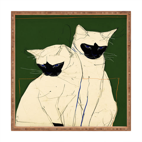 trajeado14 Siamese Cats Modern Art Square Tray