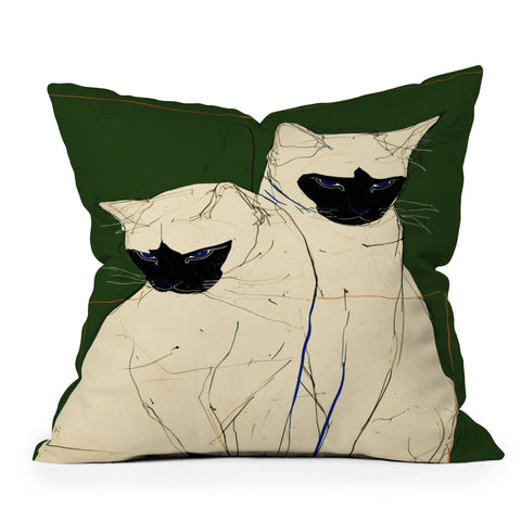 trajeado14 Siamese Cats Modern Art Throw Pillow