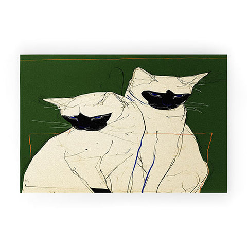 trajeado14 Siamese Cats Modern Art Welcome Mat