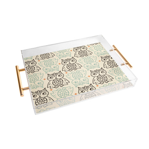 treen Vintage Owls 1 Acrylic Tray
