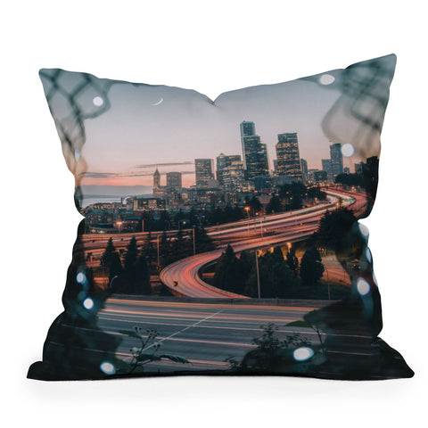 Tristan Zhou Seattle Cityscape Outdoor Throw Pillow