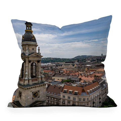 TristanVision Budapests Bell Tower Outdoor Throw Pillow