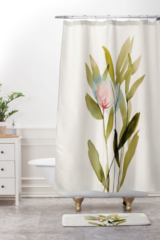 UtArt Abstract Flower Bouquet I Shower Curtain And Mat