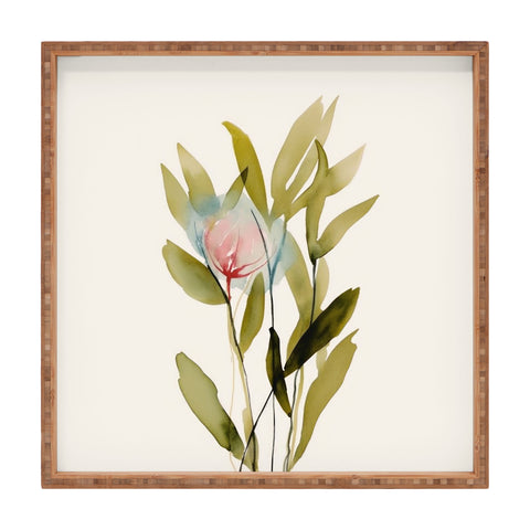 UtArt Abstract Flower Bouquet I Square Tray