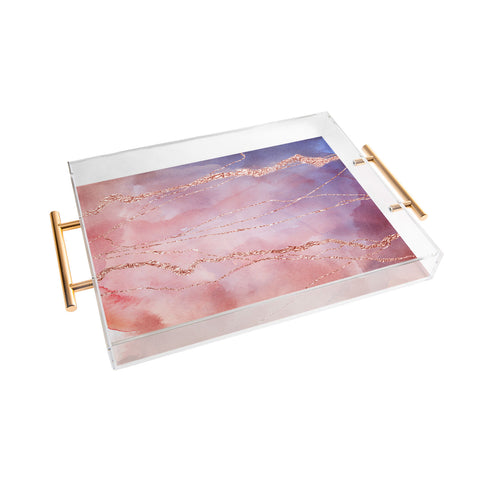 UtArt Blush and Purple Sky with Rose Acrylic Tray