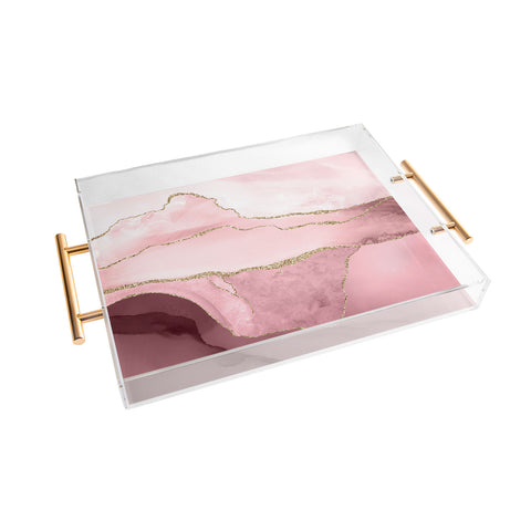 UtArt Blush Marble Art Landscape Acrylic Tray