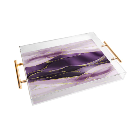 UtArt Day And Night Purple Marble Landscape Acrylic Tray