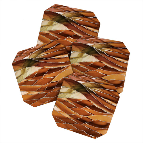 UtArt Desert Hot Copper Marble Landscapes Coaster Set