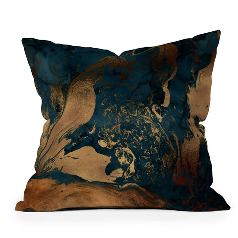 UtArt Emerald Indigo And Copper Glam Outdoor Throw Pillow