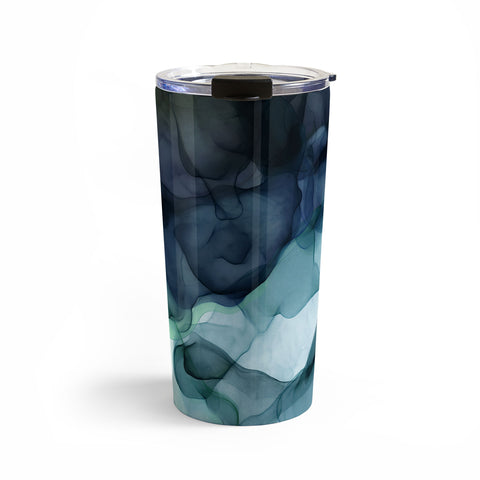 UtArt Night Blue Flowing Art Travel Mug