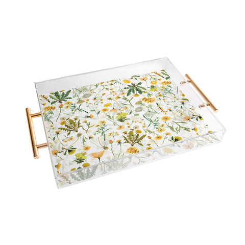 UtArt Scandinavian Yellow Wildflower Acrylic Tray
