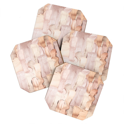 UtArt Shiny Metal Copper Hand Drawn Coaster Set