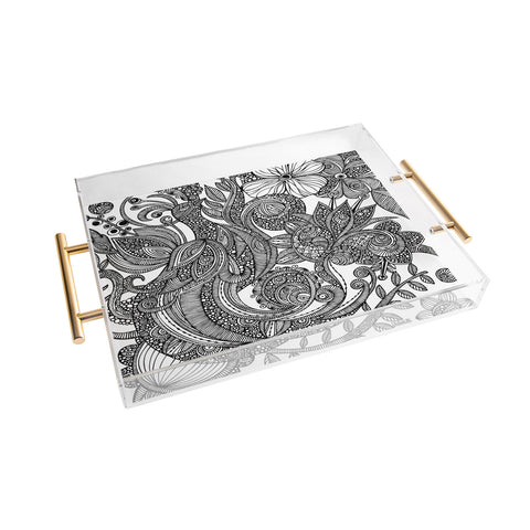 Valentina Ramos Bird In Flowers Black White Acrylic Tray