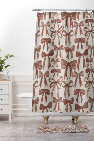Valentina Ramos Bows Mocha Mousse Shower Curtain And Mat