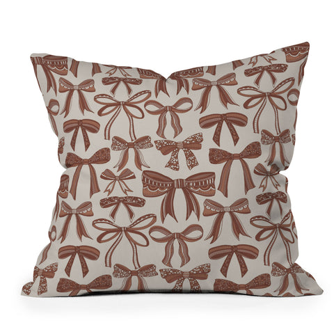 Valentina Ramos Bows Mocha Mousse Throw Pillow