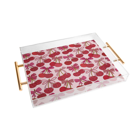 Valentina Ramos Cherries with bows pattern Acrylic Tray