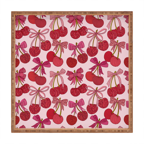 Valentina Ramos Cherries with bows pattern Square Tray