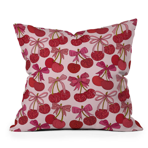Valentina Ramos Cherries with bows pattern Outdoor Throw Pillow