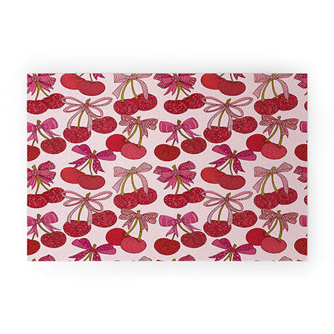 Valentina Ramos Cherries with bows pattern Welcome Mat