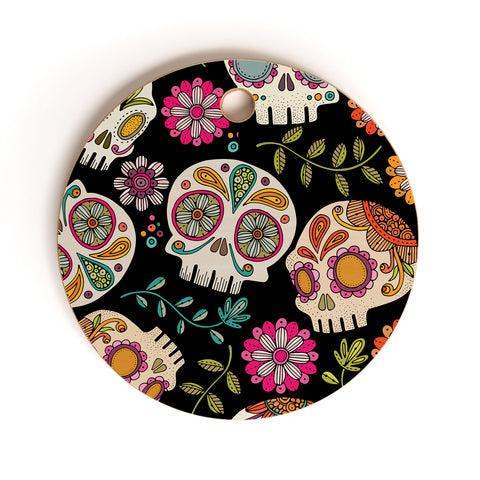 Valentina Ramos Colorful Sugar Skulls pattern Cutting Board Round