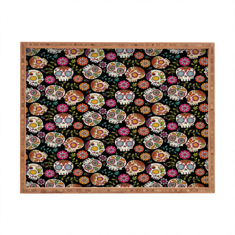 Valentina Ramos Colorful Sugar Skulls pattern Rectangular Tray