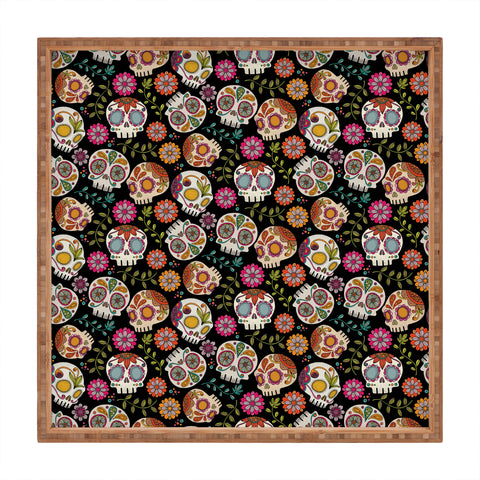 Valentina Ramos Colorful Sugar Skulls pattern Square Tray
