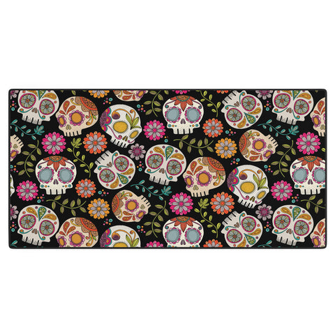 Valentina Ramos Colorful Sugar Skulls pattern Desk Mat