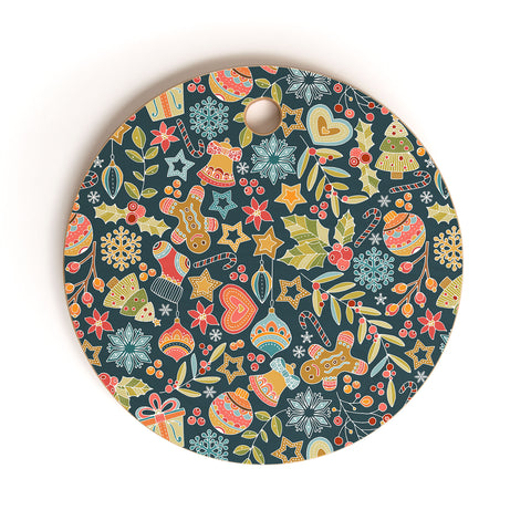 Valentina Ramos Cute Little Christmas blue Cutting Board Round