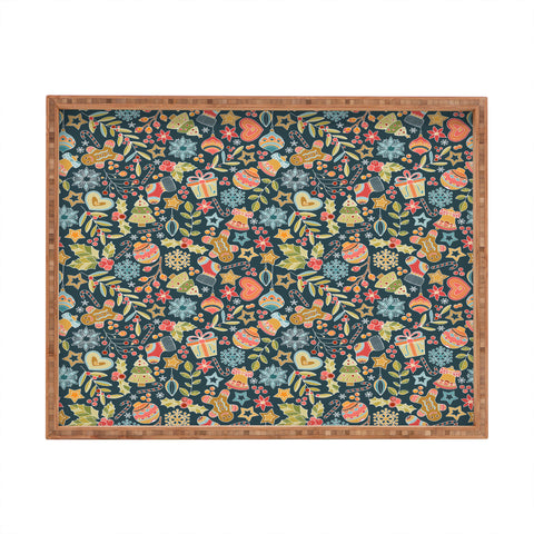 Valentina Ramos Cute Little Christmas blue Rectangular Tray