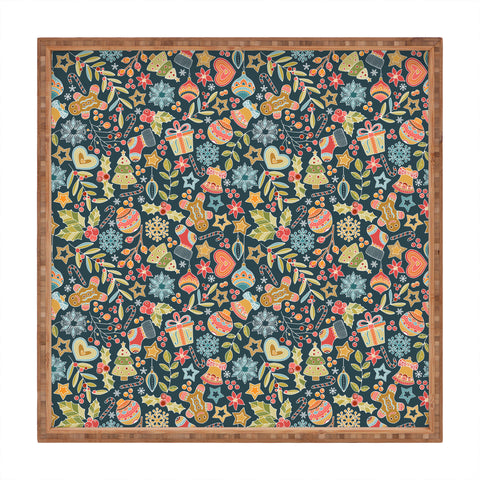 Valentina Ramos Cute Little Christmas blue Square Tray