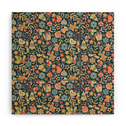 Valentina Ramos Cute Little Christmas blue Wood Wall Mural