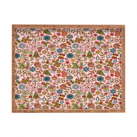 Valentina Ramos Cute Little Christmas pink Rectangular Tray