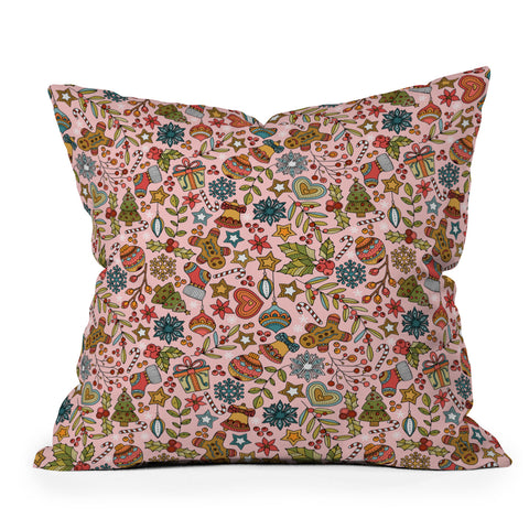 Valentina Ramos Cute Little Christmas pink Throw Pillow