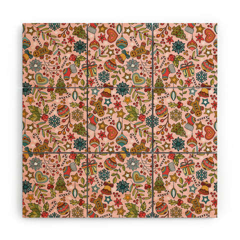 Valentina Ramos Cute Little Christmas pink Wood Wall Mural