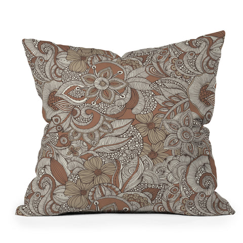 Valentina Ramos Doodles Mocha Mousse Throw Pillow